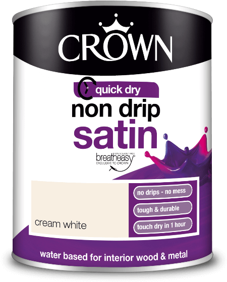 Wood And Metal Paint Crown Non Drip Satin Crem White - Crown Standard Breatheasy Spotlight - Non Drip Satin (600x676), Png Download