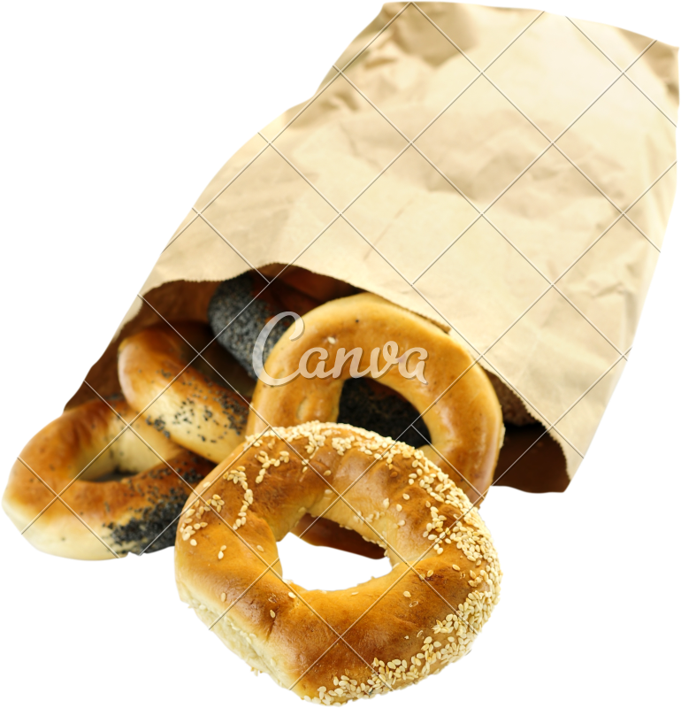 Png Free Bagel Transparent Fresh - Paper Bag (770x800), Png Download