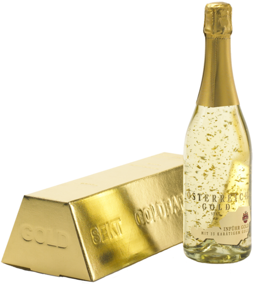 Sparkling Wine Gold With Gold Bar Carton Inführ 0,75l - Österreich Gold (529x600), Png Download