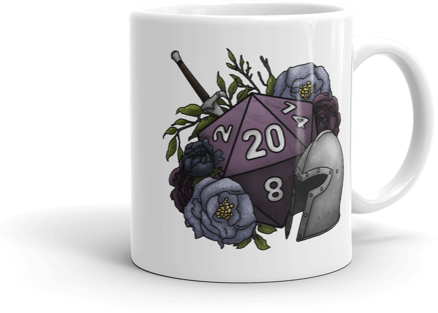 Fighter D20 White Mug - Dice (1000x1000), Png Download