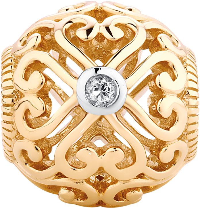 Emma & Roe Diamond Set 10ct Yellow Gold Lace Filigree - Lace (1000x1000), Png Download