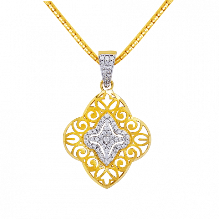 Urbane Gold Lace Work With Studded Pendant - Pendant (700x700), Png Download