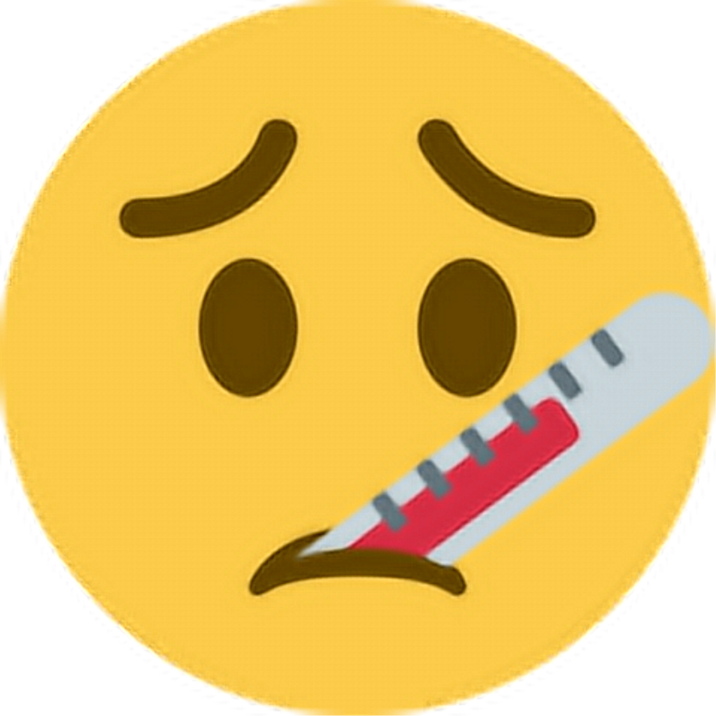 Sick Sad Frown Upset Unhappy Thermometer Emoji Emoticon (1024x1024), Png Download