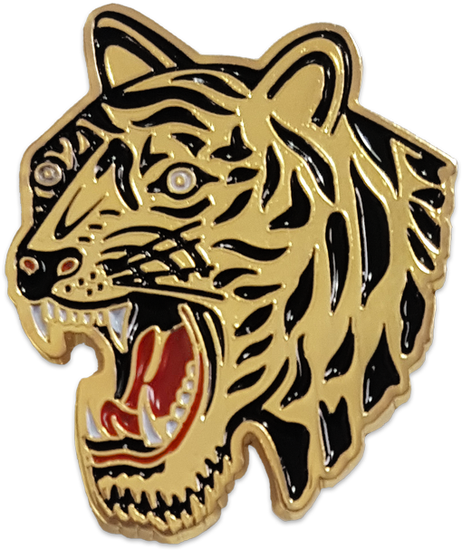 Gold 'blue Arms Tiger' Lapel Pin - Roar (992x1024), Png Download