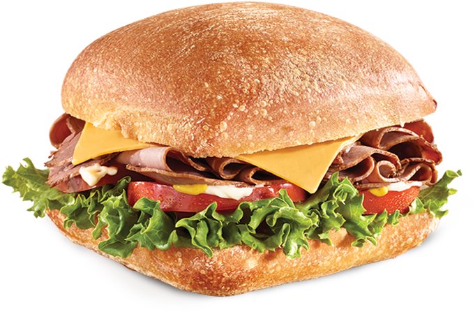Roast Beef Sandwich Png Vector Black And White Stock - Roast Beef & Cheddar On Ciabatta (742x490), Png Download