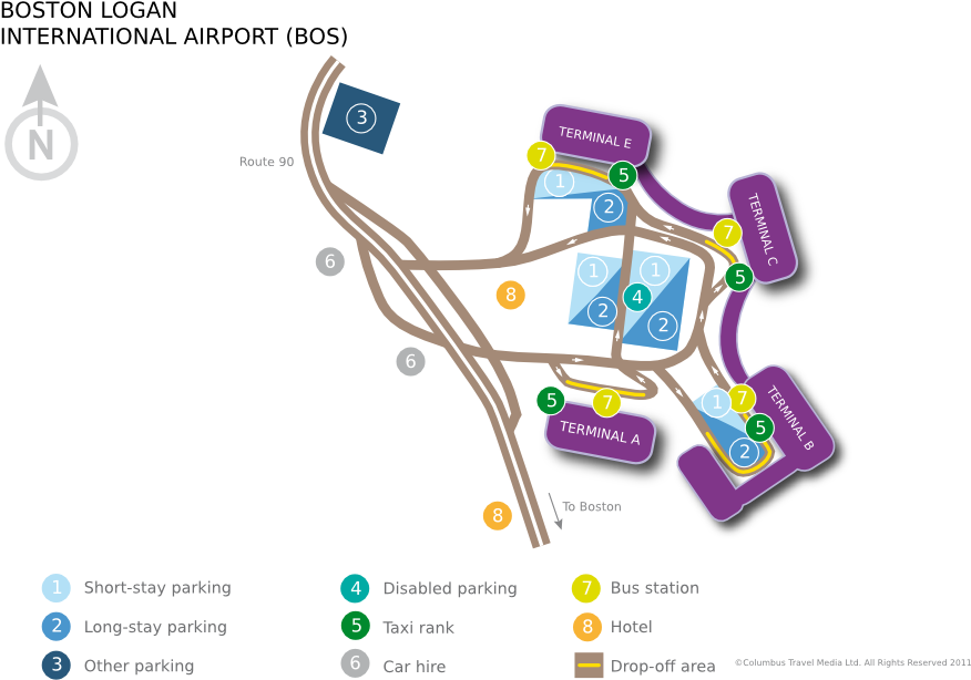 Map - Boston International Airport Map (930x658), Png Download
