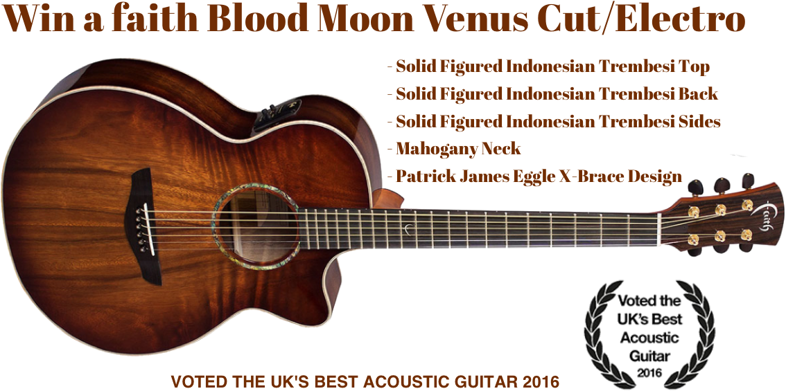 Win A Faith Blood Moon Venus Guitar Worth £929 With - Faith Venus Blood Moon Trembesi Acoustic-electric Guitar (1200x630), Png Download
