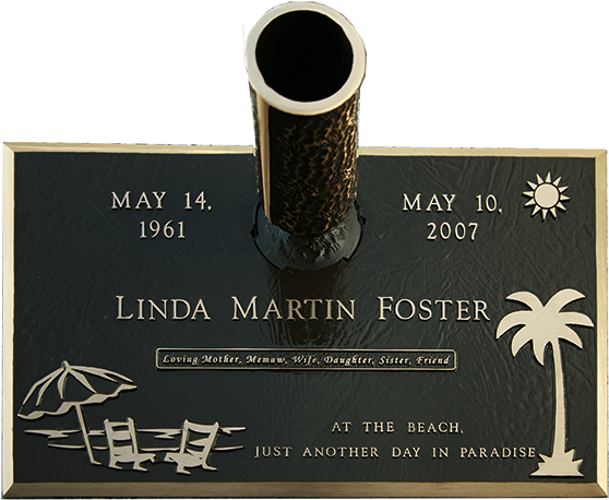 Zoom In - Single Bronze Grave Markers Beach Scene (800x533), Png Download