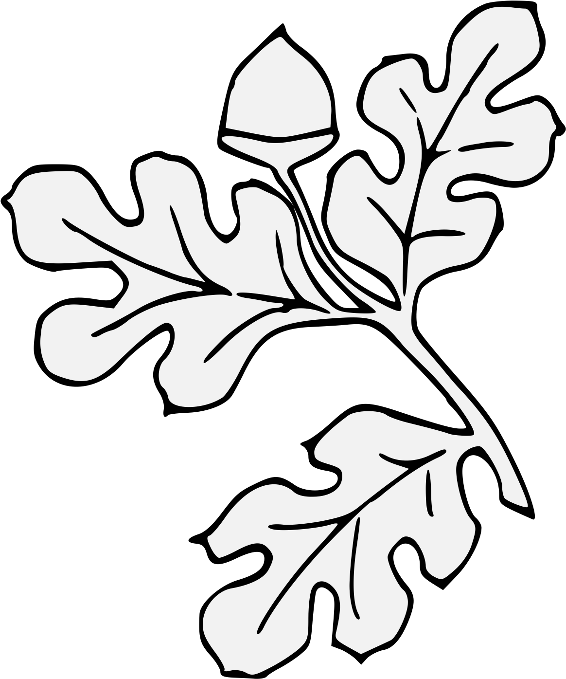 Acorn Slipped & Leaved - Line Art (1181x1410), Png Download