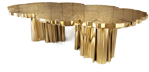 Elegant Table Png Image Background - Gold Modern Dining Room Table (924x420), Png Download
