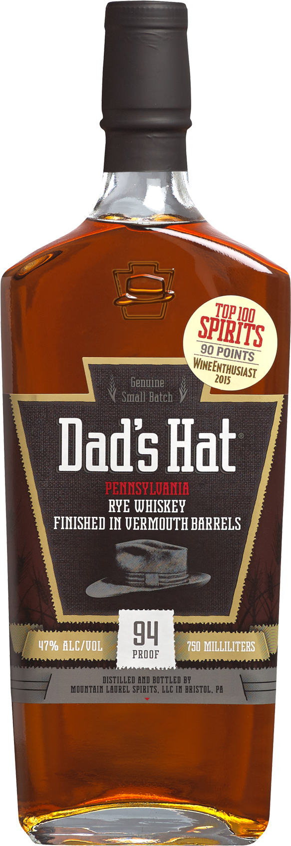 Vermouth Bottle Front Silhouette - Dad's Hat Whiskey (638x1744), Png Download