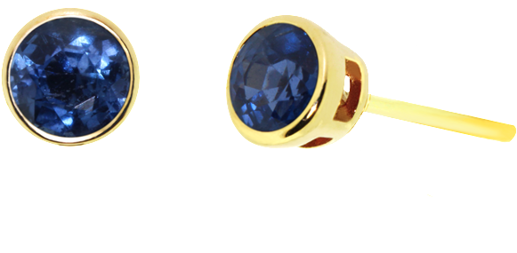 Classic Round Stud Earrings Blue Sapphire - 9 Ct Gold With Rose France, Amethyst And Garnet Earring (1000x800), Png Download