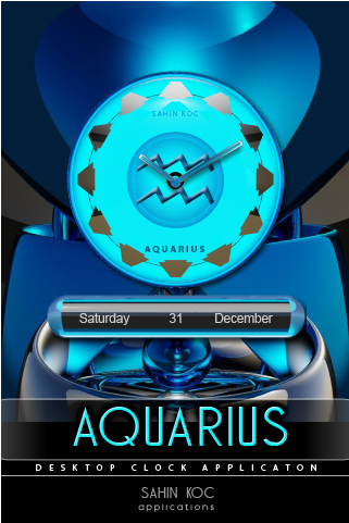 Aquarius Beautiful Clock Widget Zodiac Theme For Android - Graphic Design (800x480), Png Download