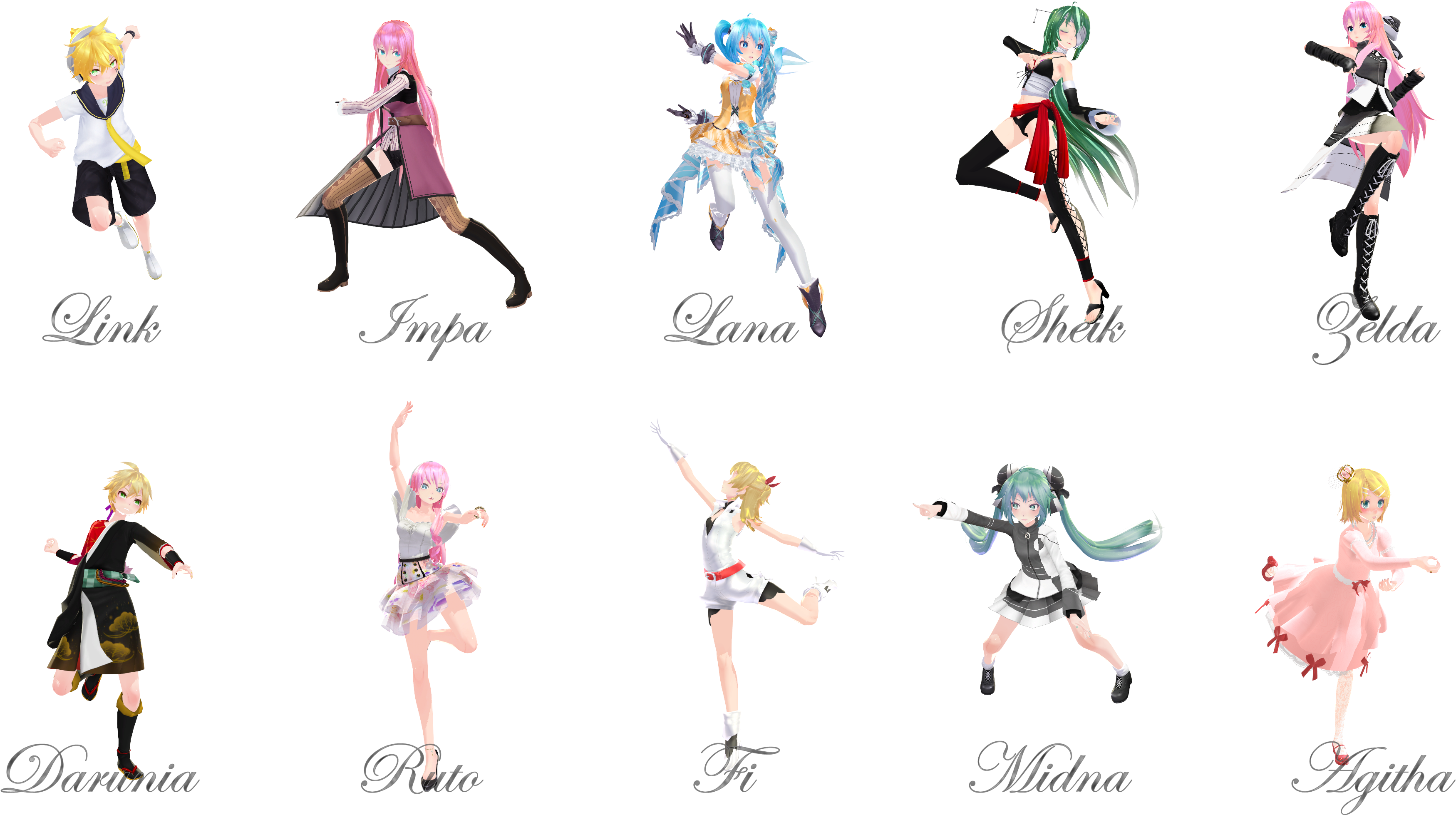 Hyrule Warriors Pose Pack By Violetcrystal On - Mmd Hyrule Warriors Poses (3840x2160), Png Download