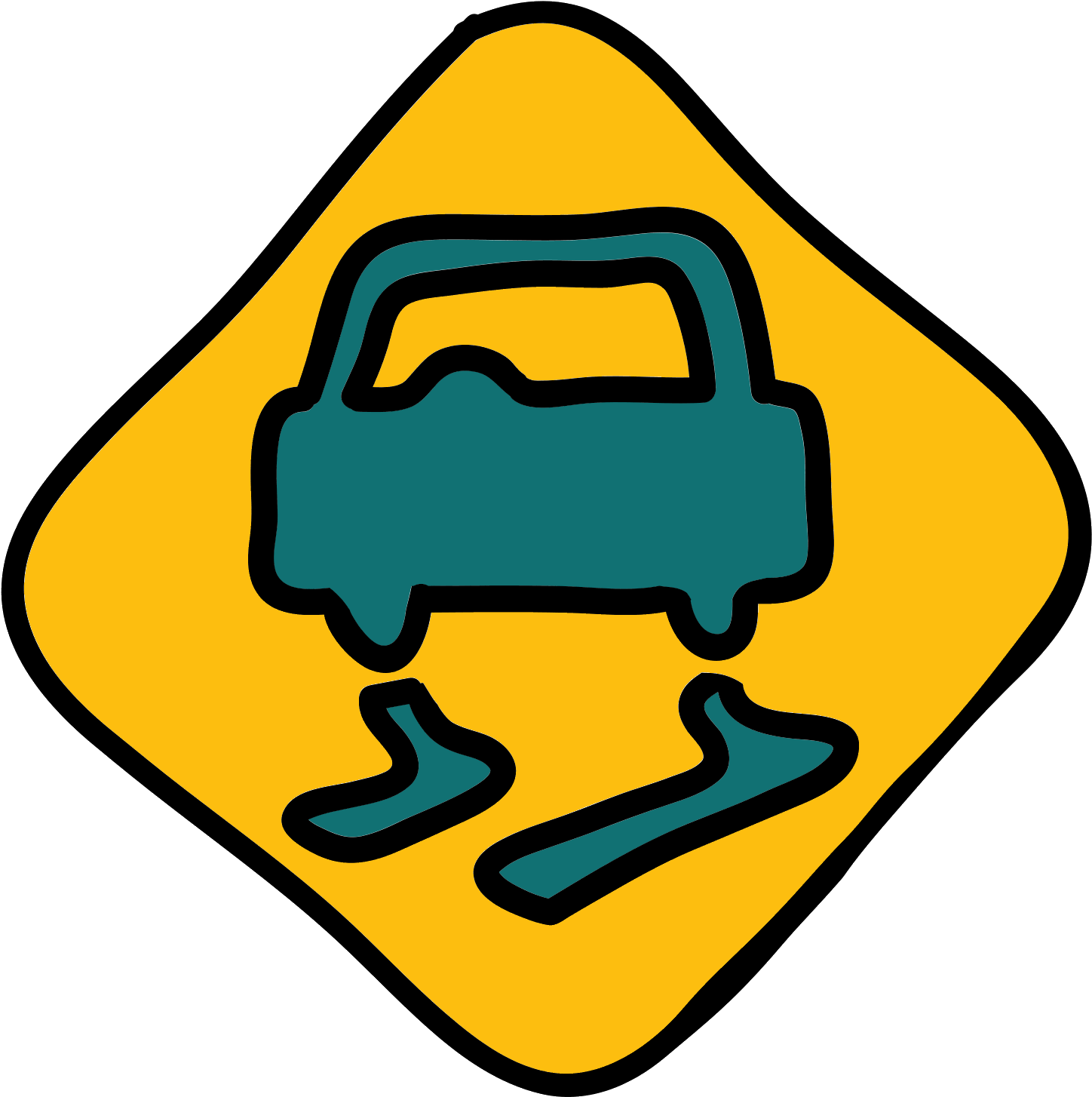 Slippery Road Icon - Design (1600x1600), Png Download