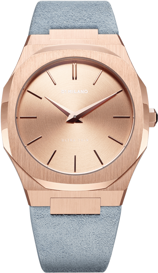 A-utl04 D1 Milano Rose Gold Light Blue Ultra Thin 38mm - D1 Milano Watch (1024x1024), Png Download