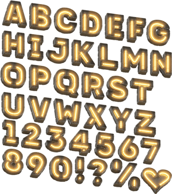Futuristic Yellow Light Font - Yellow (595x680), Png Download
