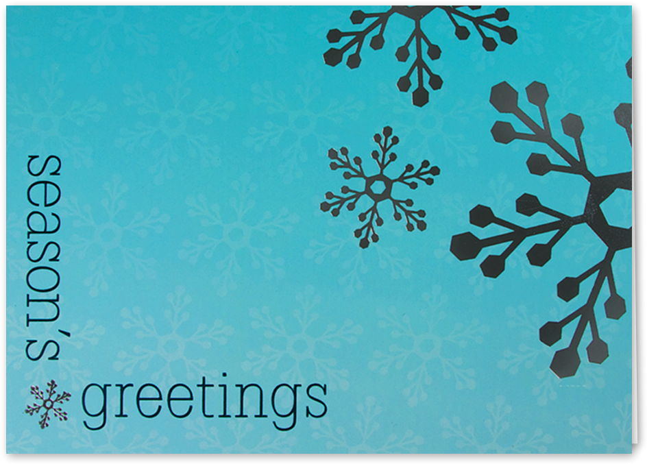 Picture Of Silver Snowflakes Greeting Card - Season's Greetings Silver & Blue Holiday Greeting (1200x1200), Png Download