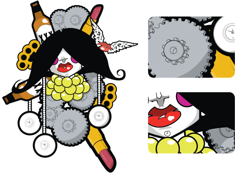 Brass Knuckles And Lip Gloss Illustration - Graphic Design (772x568), Png Download
