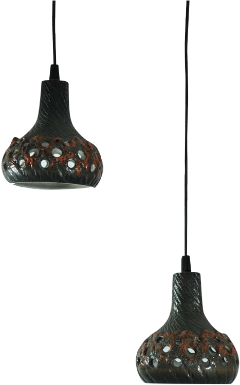 Set Of 2 Ceramic Hanging Lamps From The 70s - 1970s (832x832), Png Download