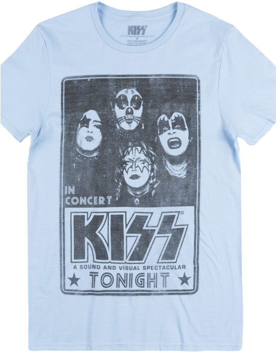 Kiss Concert Poster T-shirt Charcoal Rock Music Tee - Kiss T Shirt In Concert (540x720), Png Download