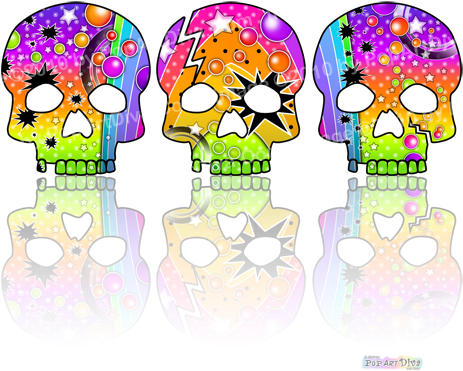Pop Art Skulls - Pop Art Skull (500x381), Png Download