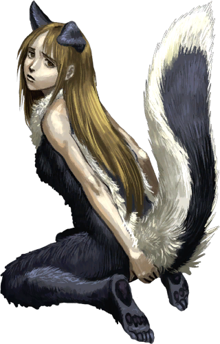 Skunk Girl - Girl With A Skunk Tail (320x500), Png Download