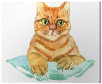Red Cat Isolated On White Background, Watercolor Illustration - Illustration (400x400), Png Download
