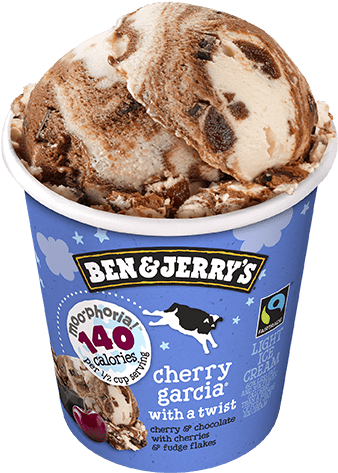 Cherry Garcia® With A Twist Pint - Ben And Jerry's Chocolate Milk And Cookies (374x479), Png Download