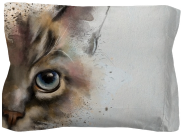 Watercolor Portrait Of A Cat, Half Quizzically At The - Half Cat Face Painting (400x400), Png Download