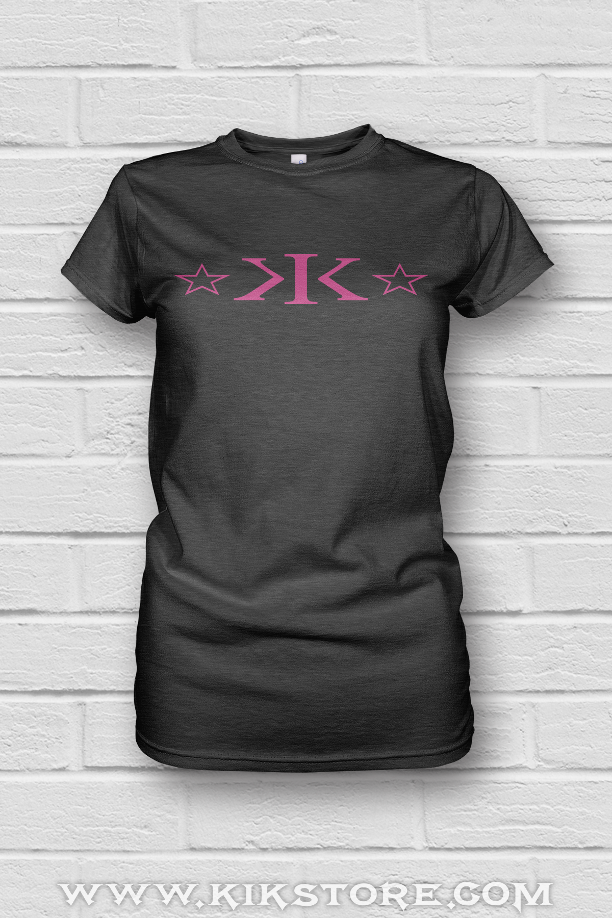 K - I - K - Stars - Grey W/pink Logo - T-shirts - T-shirt (1200x1800), Png Download