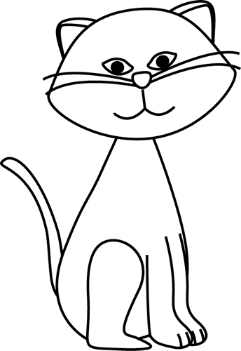 Black And White Black Cat - Cat Black And White Clip Art (344x500), Png Download