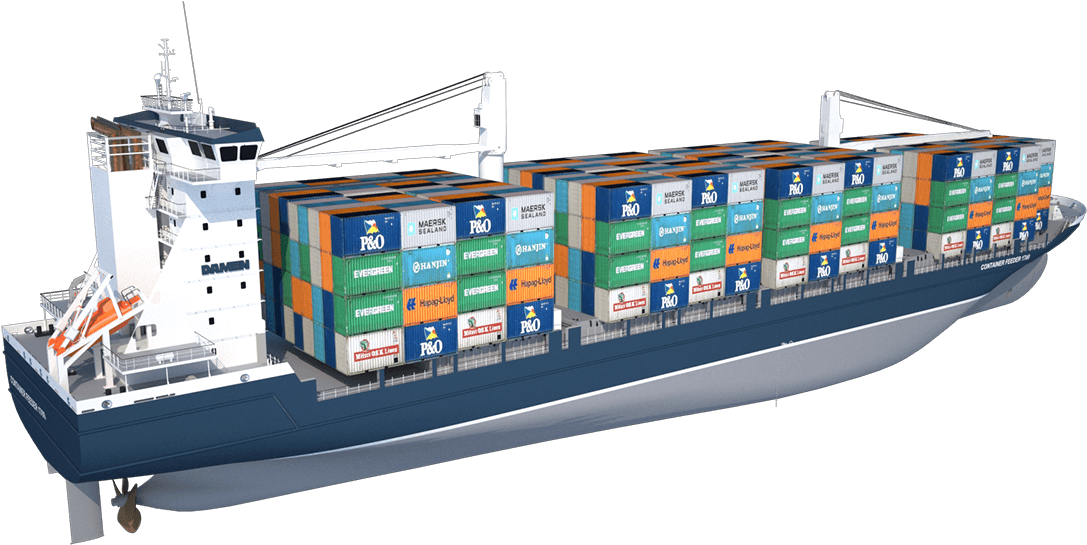 Container Feeder - Ship Container Images Png (1300x575), Png Download
