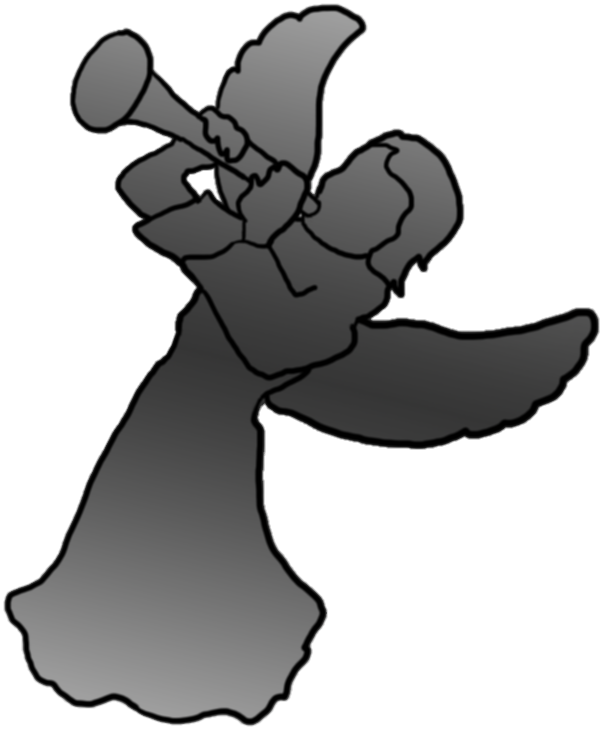 Funny Little Cherub Drawing, Angel With Trumpet Silhouette - Clip Art (744x814), Png Download