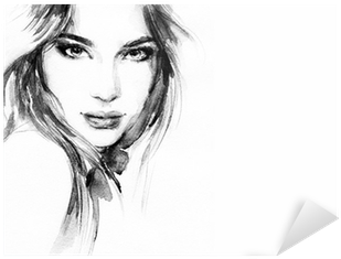 Beautiful Woman Face - Kunstdruk: Beautiful Woman Face. Watercolor Illustration (400x400), Png Download