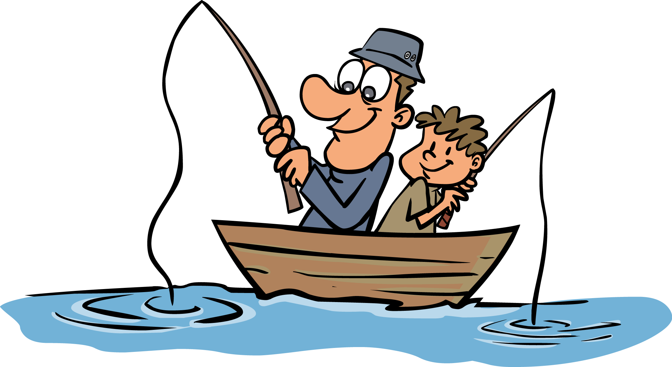 Complete Cartoon Fishing Pics 10391 Png 2222 1215 Humor - Father And Son Fishing (2222x1215), Png Download