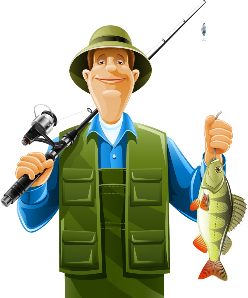 Fishing Clipart Action - Fisherman Png (851x1024), Png Download