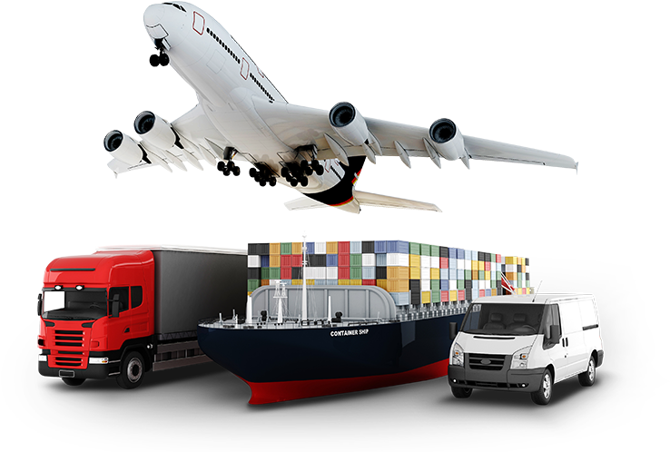 Logistics & Cargo Carriage - Airplane Ship Train Truck (780x540), Png Download