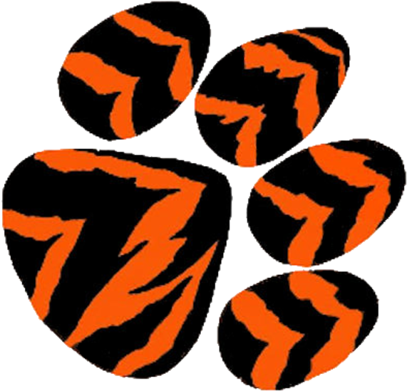 Tiger Cartoon Pics - Orange Tiger Paw Print (600x594), Png Download