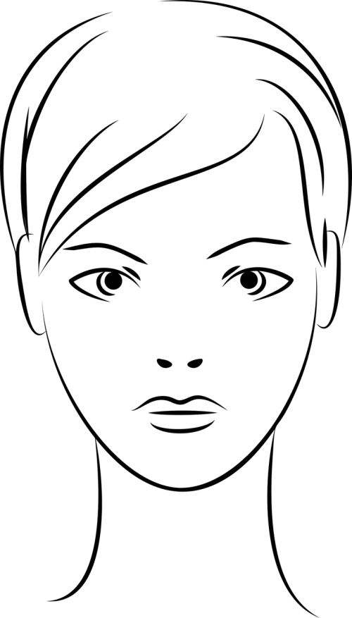 Female Face Line Art (500x877), Png Download