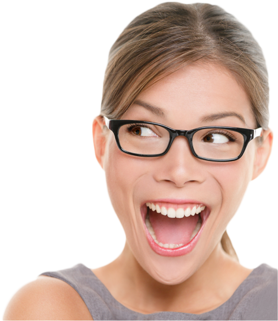 Smiling Woman In Glasses (642x642), Png Download