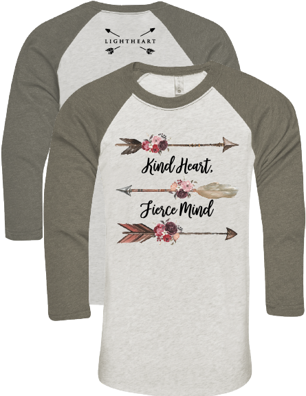Light Heart Kind Heart Arrows Baseball Tee - T-shirt (576x644), Png Download