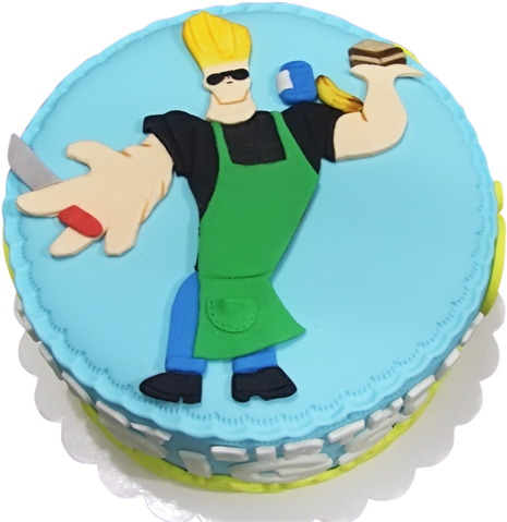 Johnny Bravo Cake - Johnny Bravo Birthday Cake (500x500), Png Download