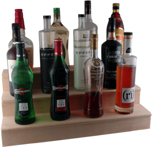 Liquor Bottle3 Tier Shelves - Liquor Shelf Png (500x500), Png Download