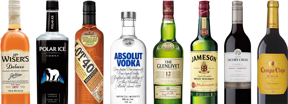 A Row Of Corby Owned Bottles J - Row Of Liquor Bottles (1000x362), Png Download