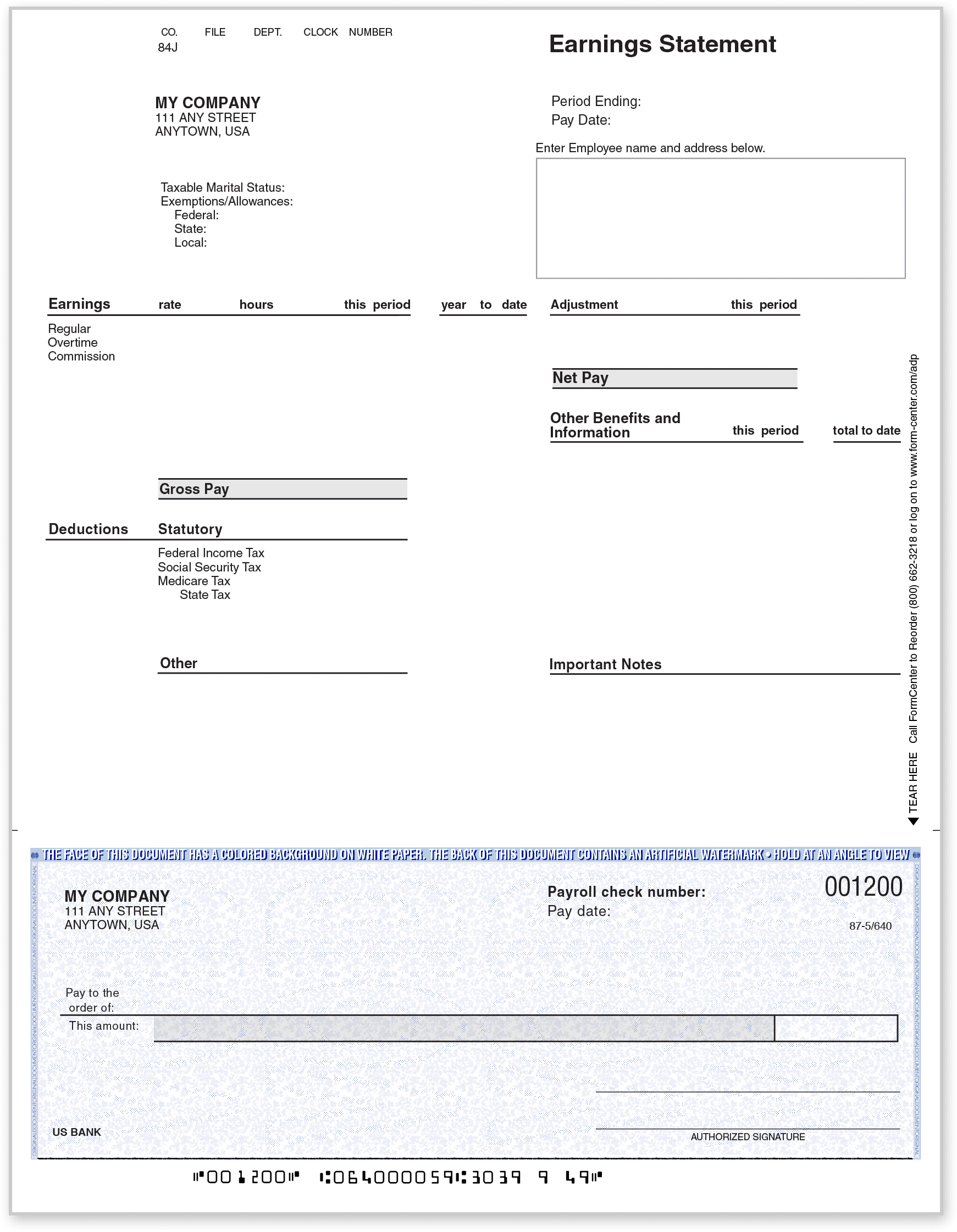 Download Picture Of Adp Manual Preprinted Checks - Template PNG Image with  No Background 