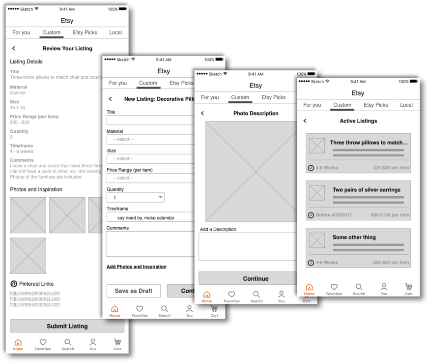 Etsy Wireframes - 27529 (1000x813), Png Download