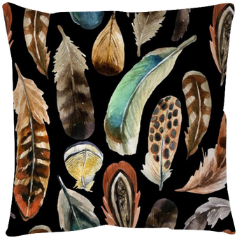 Watercolor Feather Background Pillow Cover - Lunch Napkins Aquarell Feathers (400x400), Png Download