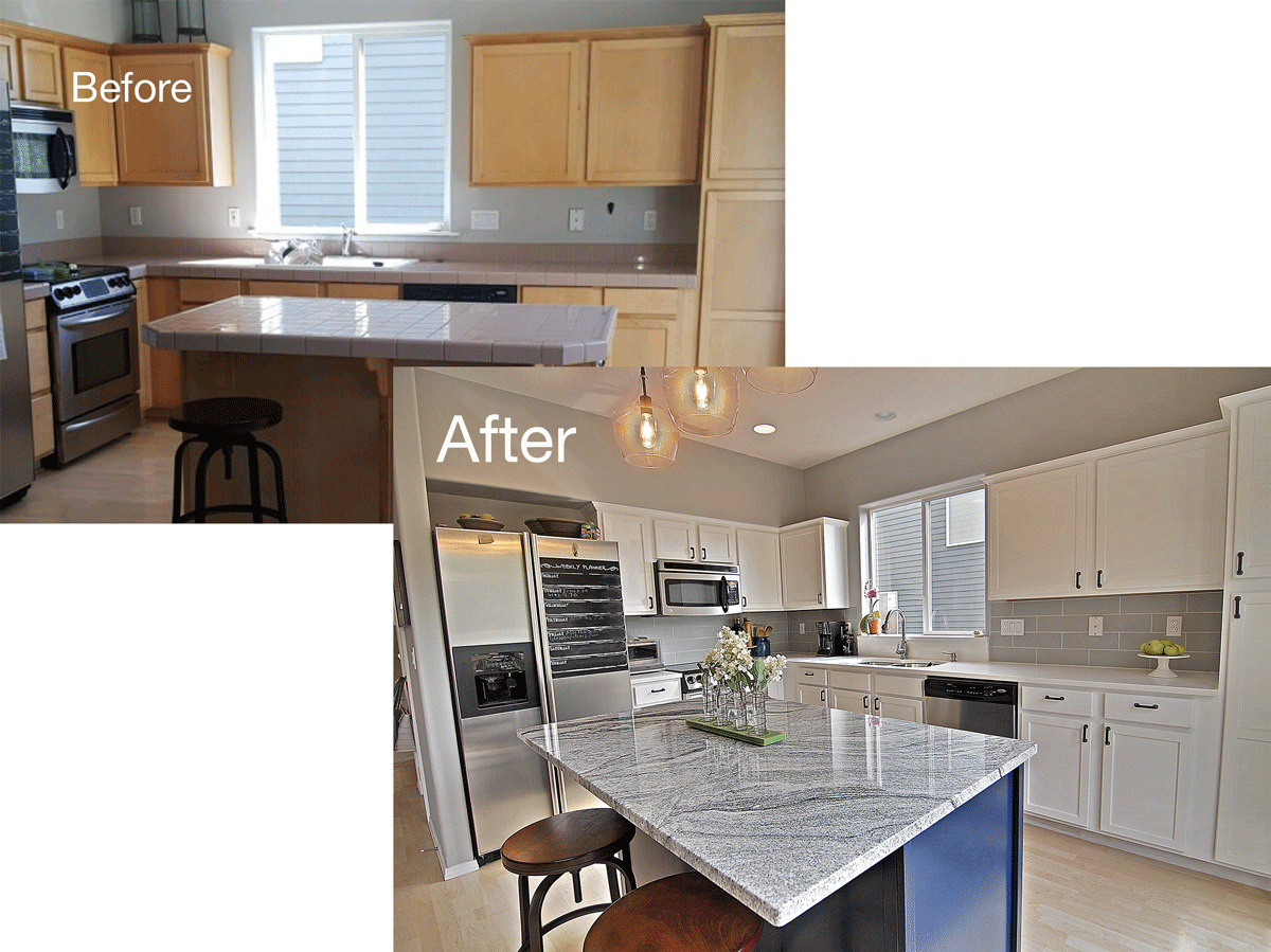 Portland Granite Kitchen Before After - Tom Crandon (1200x899), Png Download