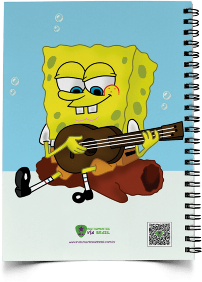 Caderno Universitário Capa Dura - Bob Esponja Con Guitarra (640x640), Png Download